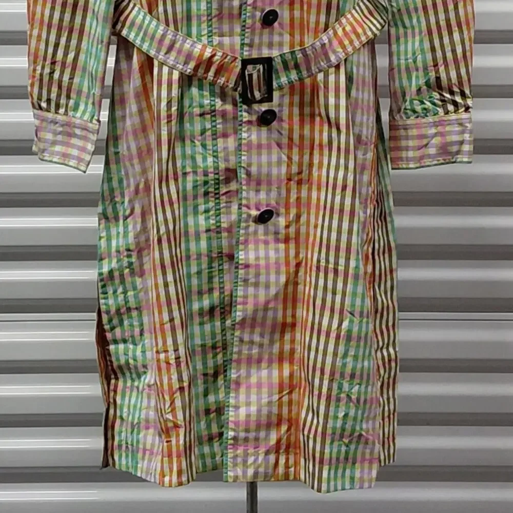 Kate Spade Women Trench Coat Size 6 Plaid Belted Preppy Spring Old Money Luxe